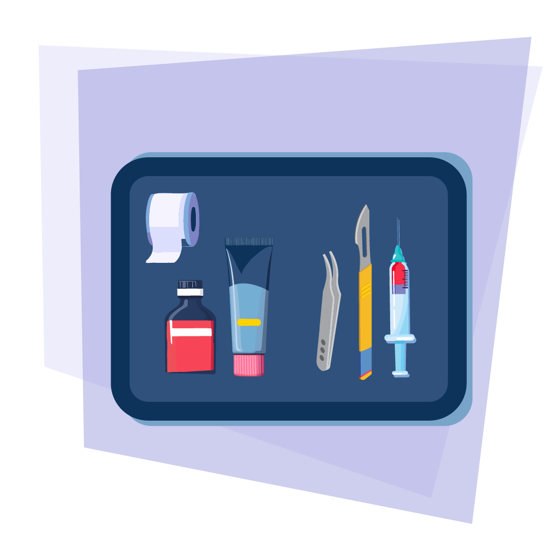 illustration Marsupialisation plateau de chirurgie