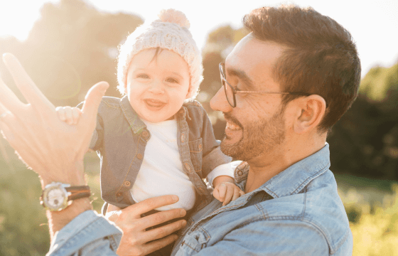 Young happy parent with child